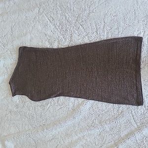 One Shoulder Asymmetrical Dress Brown & Silver Bodycon Womens Size Small